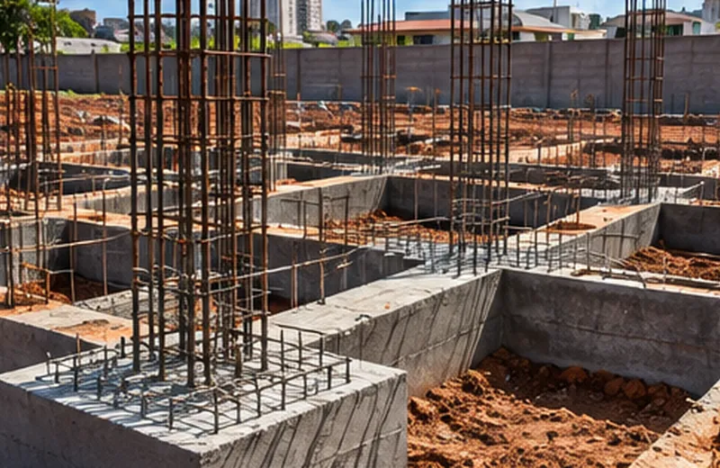 Fundação de concreto armado em obra